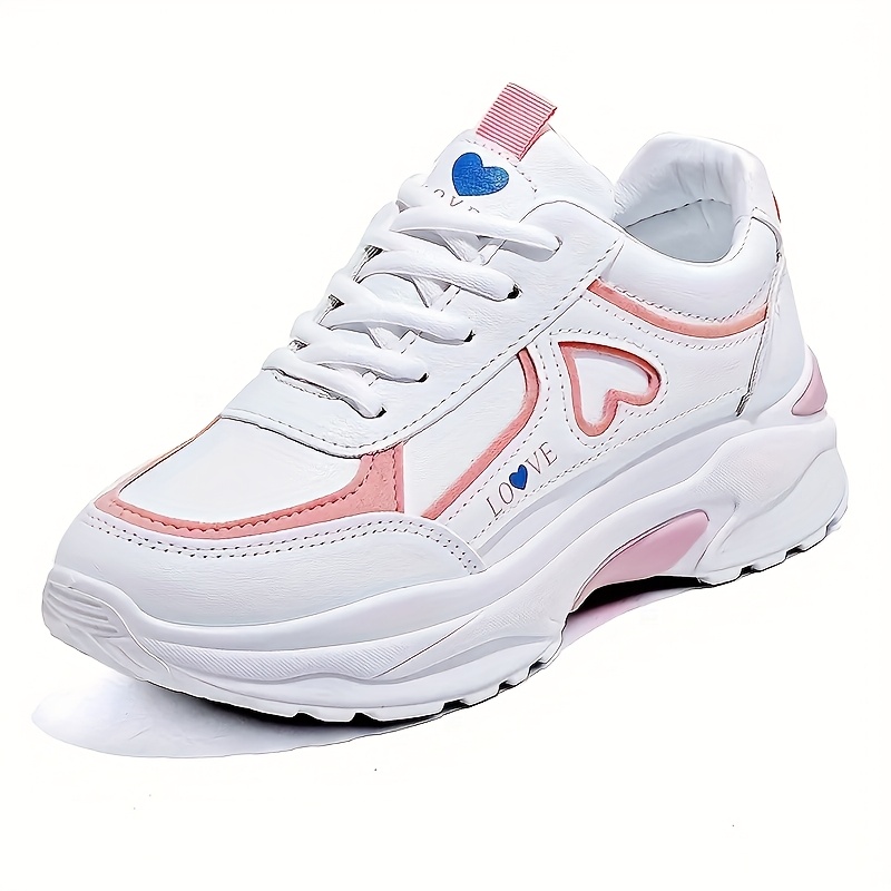 Zapatillas Bajas para Mujer con Corazón y Parte Superior - Ligeras, Casuales con Cordones, Ideales para Uso Diario, Oficina y Cada Día - Suela Duradera y Acolchada (Lavado a Mano), Calzado para Mujer