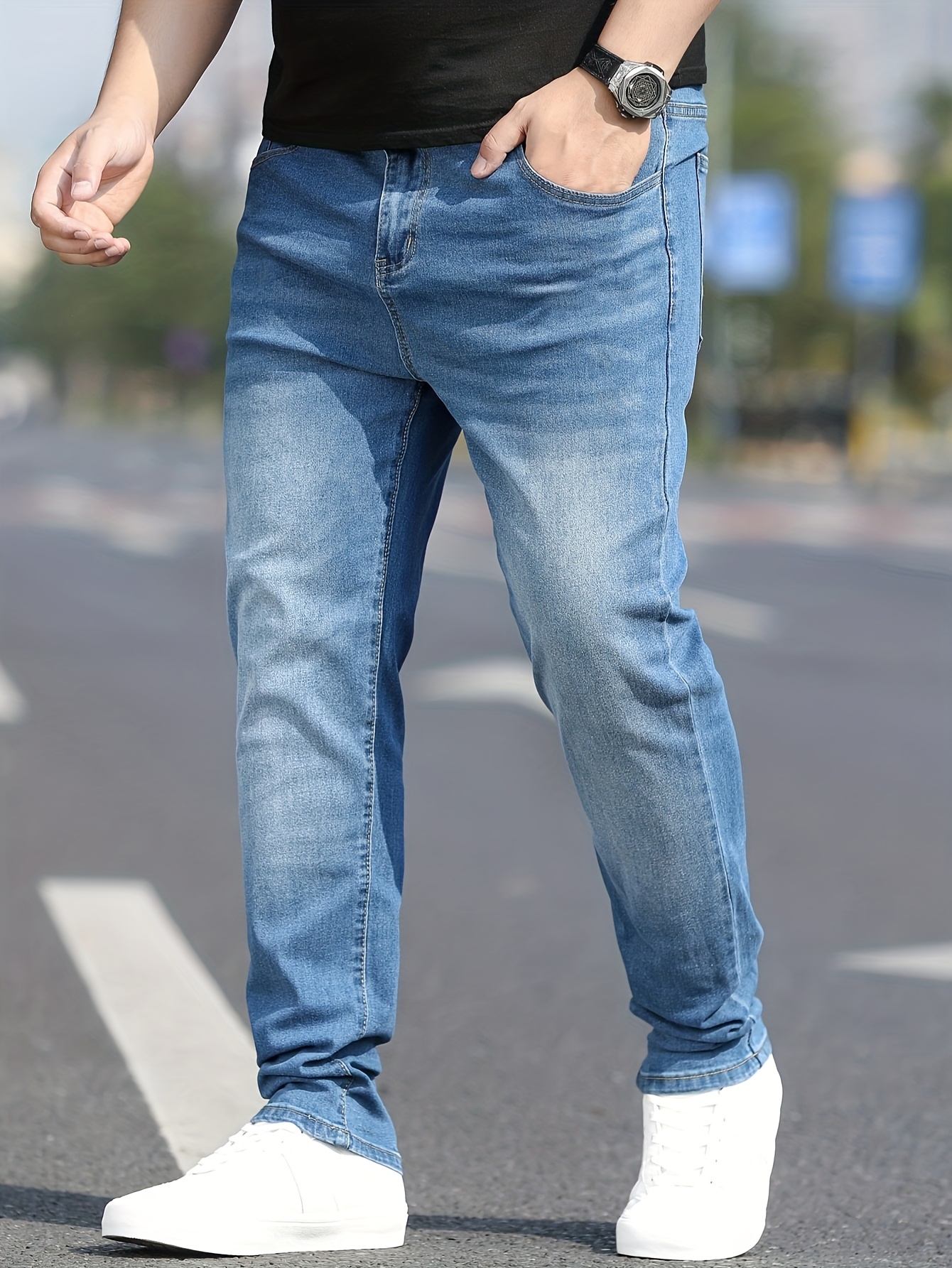 Men'S Blue Slim Fit Fashion Jeans