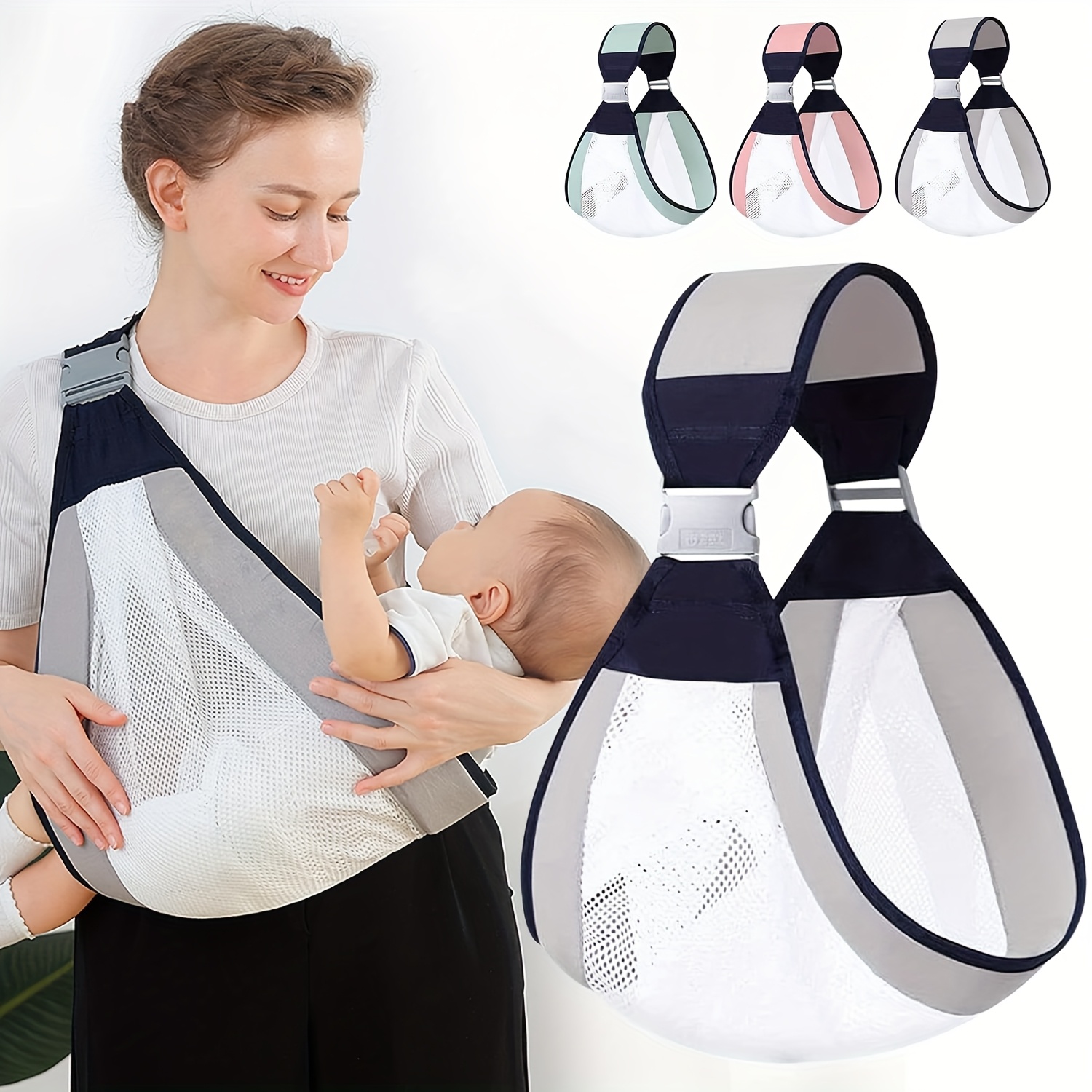 1pc ergonomic baby carrier sling adjustable half wrap hip holder breathable mesh shoulder support labor saving design for newborns to toddlers up to 45lbs grey details 0