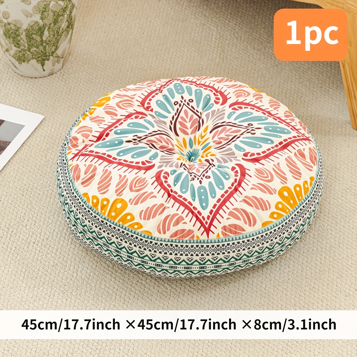 E-shop Kissen im Bohemian-Stil, geeignet als Meditationskissen, Stuhlkissen, Hockerkissen, gefüllt mit Polyester, kurzes Plüsch-Kissen mit digitaler