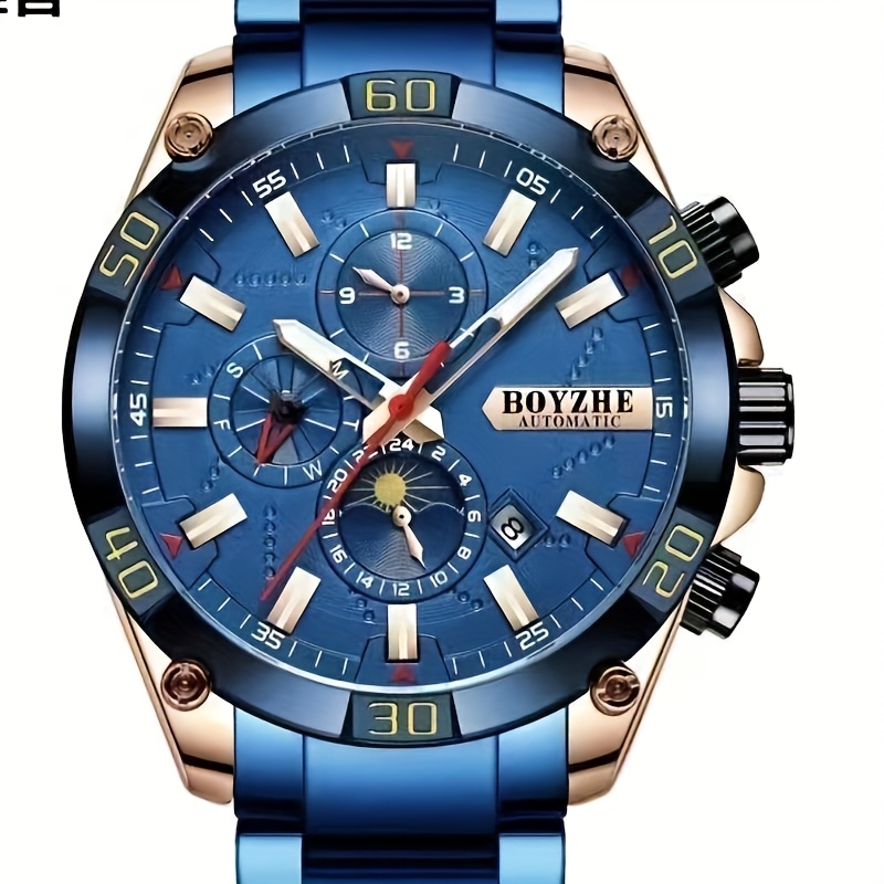 TEMU Boyzhe Men' Mechanical Watches, Multi-functional Men's Watches, Luminous Mechanical Watches, Men's Watches