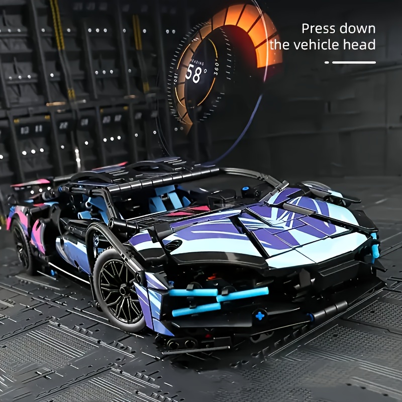 Stylish Cyberpunk Sports Car Building Block Model Medium Difficulty DIY