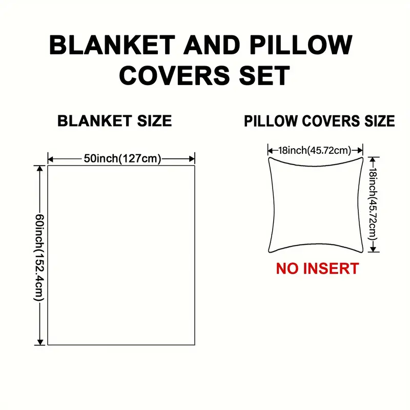 3pcs throw combo 2 pillow cover 1throw blanket combo with velvet backing plush fuzzy soft warm for couch chair bed sofa bedroom living room camping Product details 4
