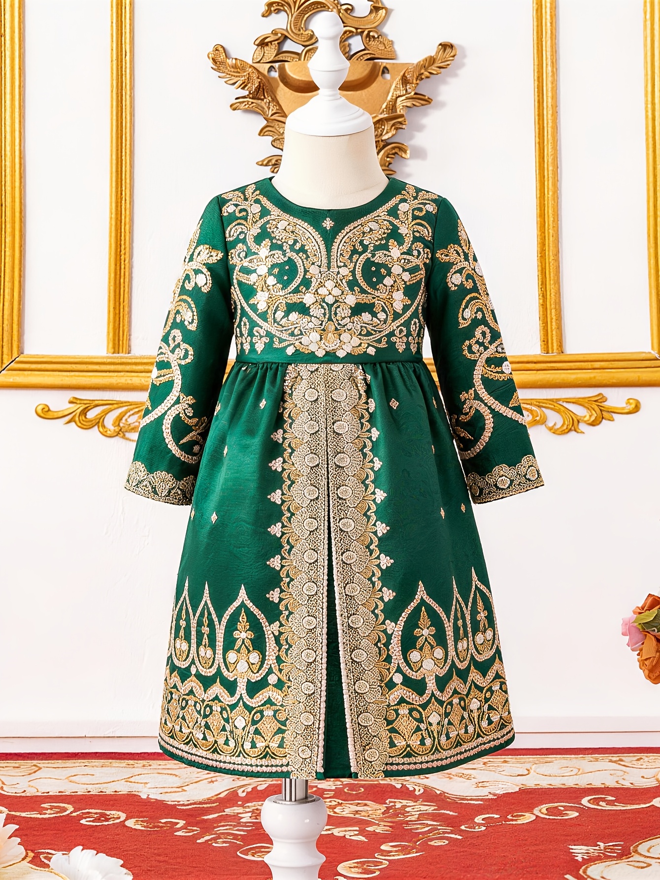 slim fit dress slacks Pearl on Embroidery Abaya White Dress / XL main image 1