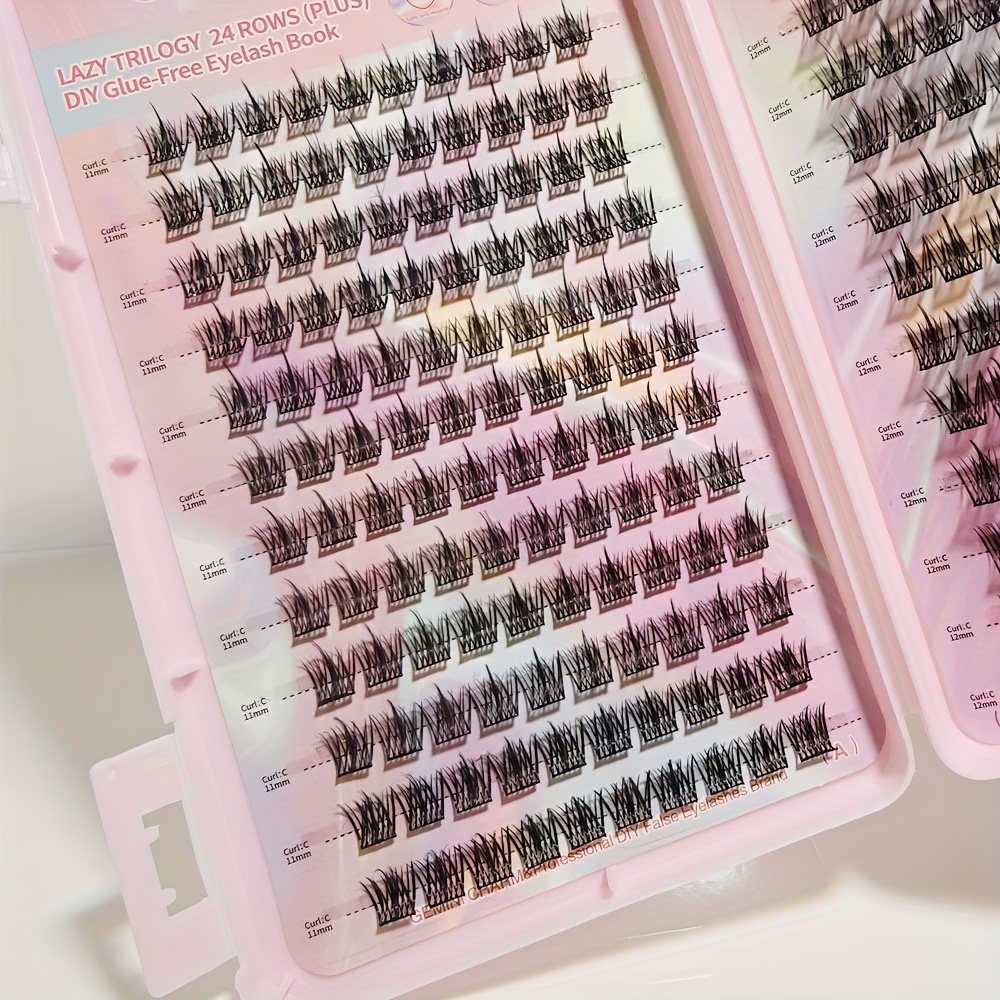 240pcs self eyelashes book no needed natural wispy lashes reusable lightweight easy to apply for beginners fluffy anime style cluster lashes high volume false eyelash kit cosmetics premium gift packaging details 3