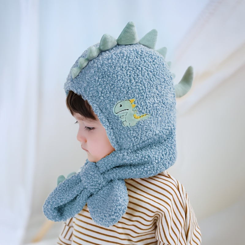 1pc cartoon dinosaur kids hat integrated scarf warm Temu