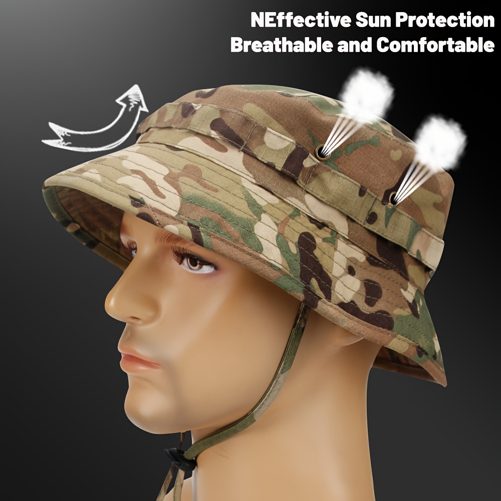 

Summer Classic Low Key Retro Fisherman Hat, Cool Camo Series Breathable Bucket Hat For Outdoor Hunting