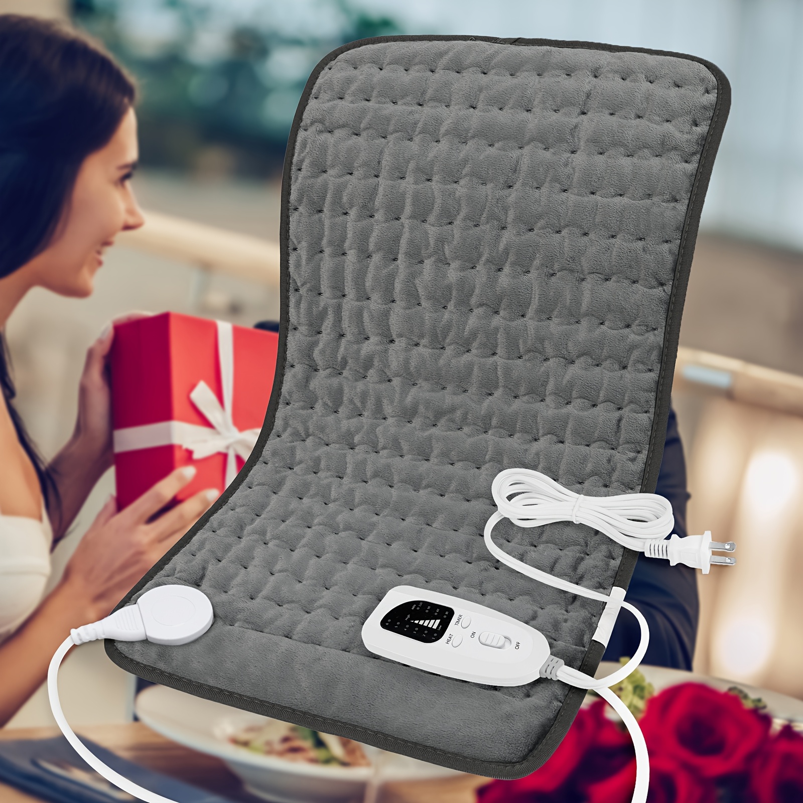 TEMU Xxxl Heating Pad, 6 Heating Levels And Automatic Shut-off Function - Soft Flannel, Machine Washable, 40" X 20", 33" X 17", 24" X 12" - Electric