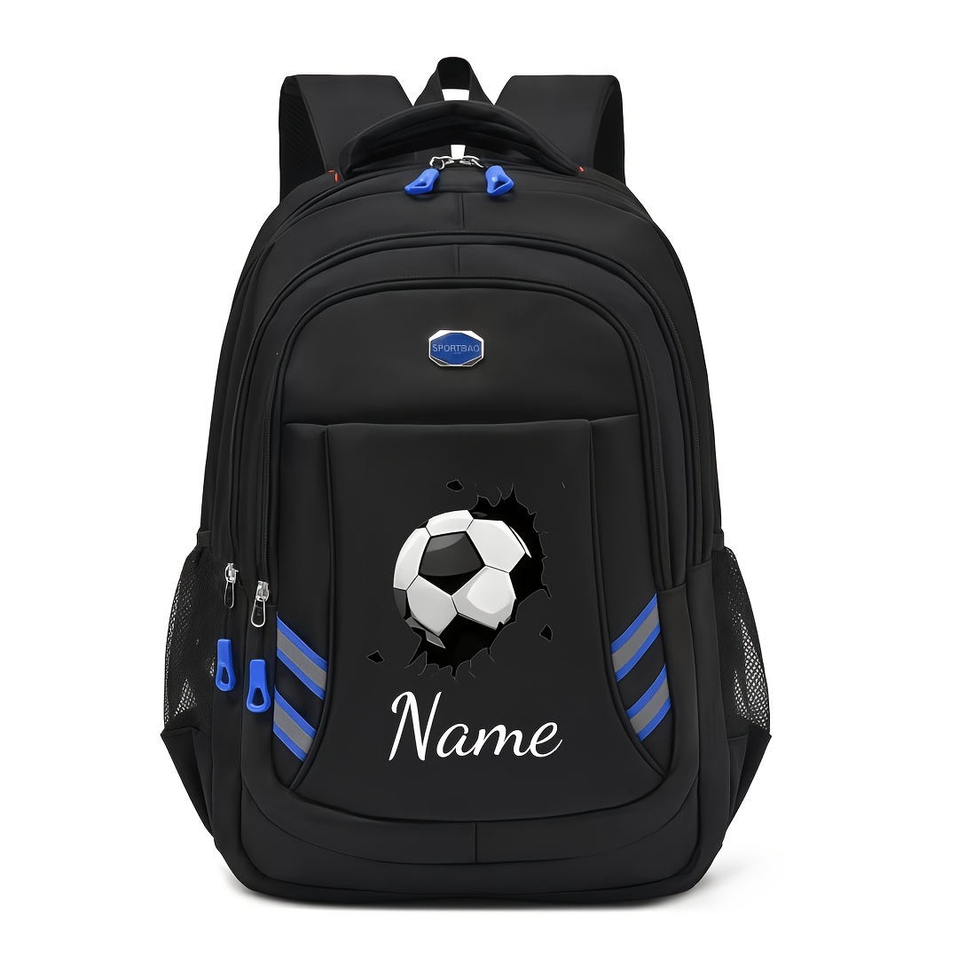 TEMU Gepersonaliseerde Heren Rugzak voor Terug naar School, Customizable met Exclusieve Namen, Tekst of Geluksgetallen, met een Cool Voetbal Print