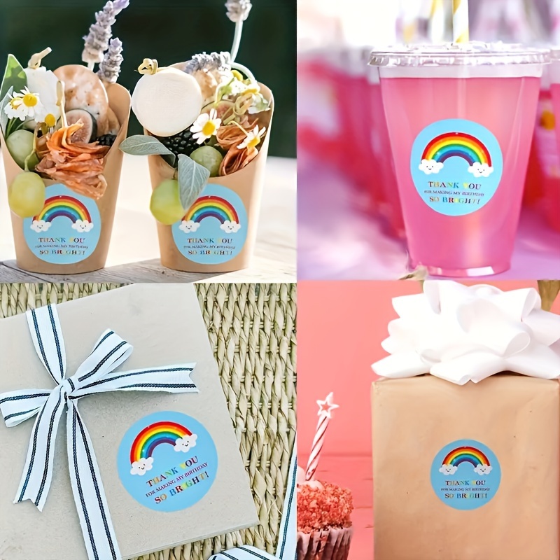 Pegatinas de feliz cumpleaños para niños, adhesivos decorativos coloridos  de arcoíris para tarjetas de cumpleaños, recuerdo