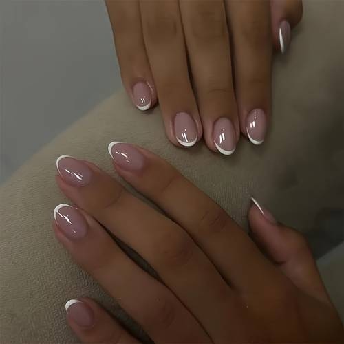 24pcs glossy art short oval and