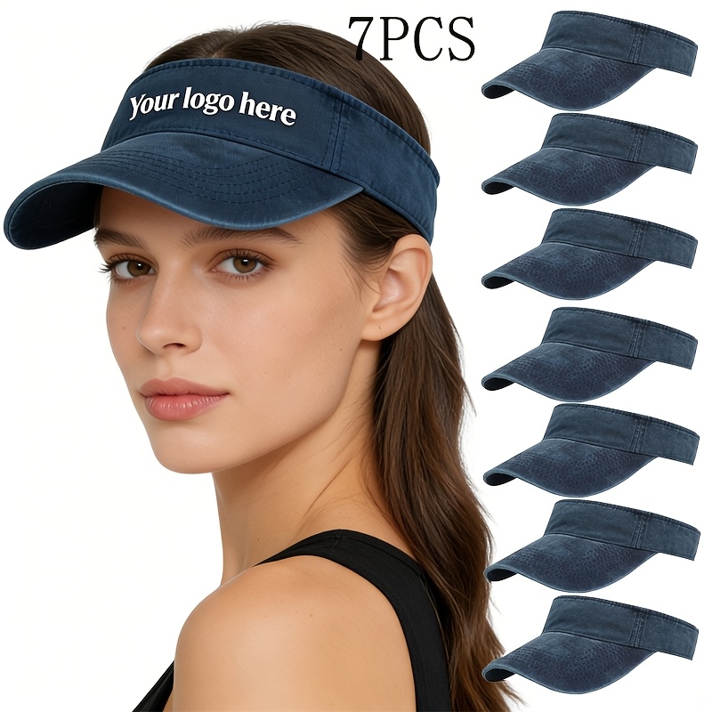 7pcs Bulk Pack Custom Logo/Text Visor Hats for Summer