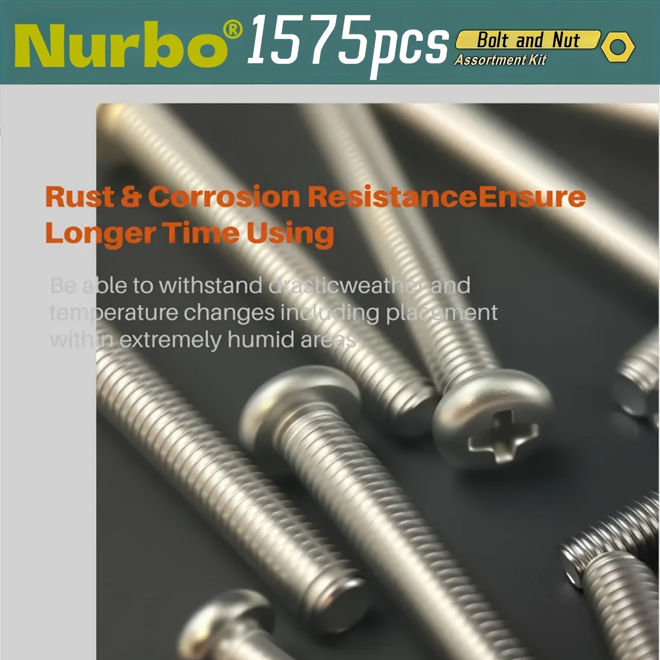 Juego de 1575 piezas de tuercas y tornillos, acero inoxidable, cabezas Phillips y planas, con varias tuercas, arandelas y caja organizadora de doble cara