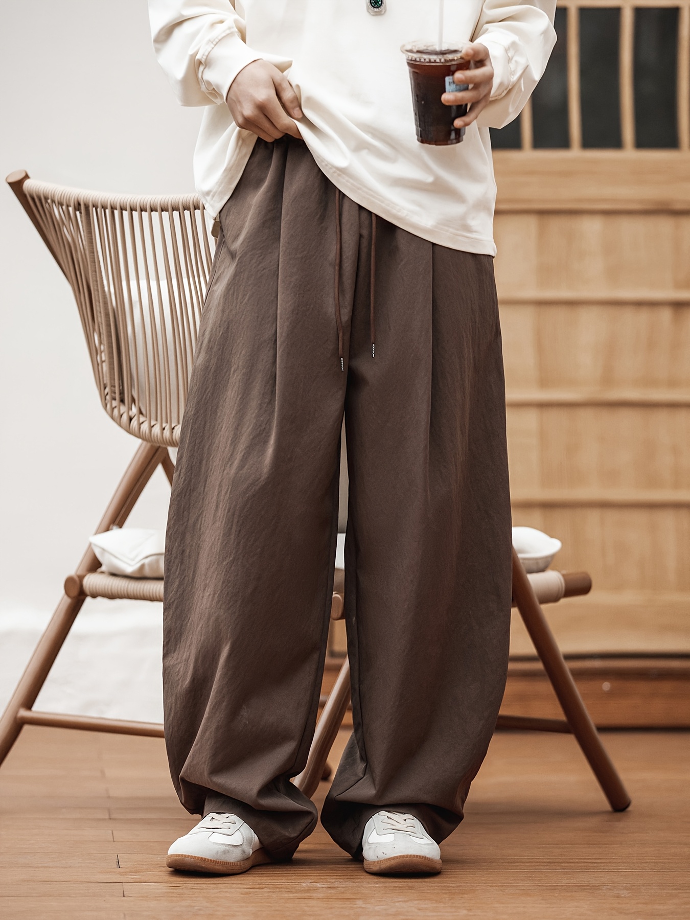 Brown Mens Fashion Retro Casual Pants ORIGINAL VINTAGE STYLE Brown