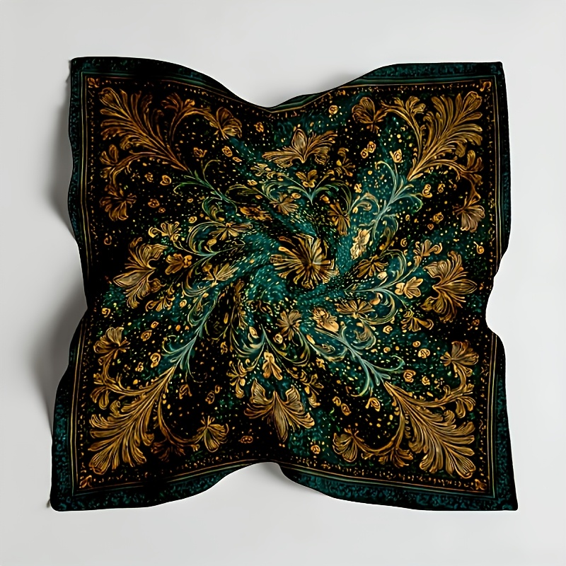 TEMU Outdoor Multifunctional Headscarf With A Dark And Golden Floral Vine Pattern, Stylish And Versatile To Up . Suitable For Sports, Daily Wear,