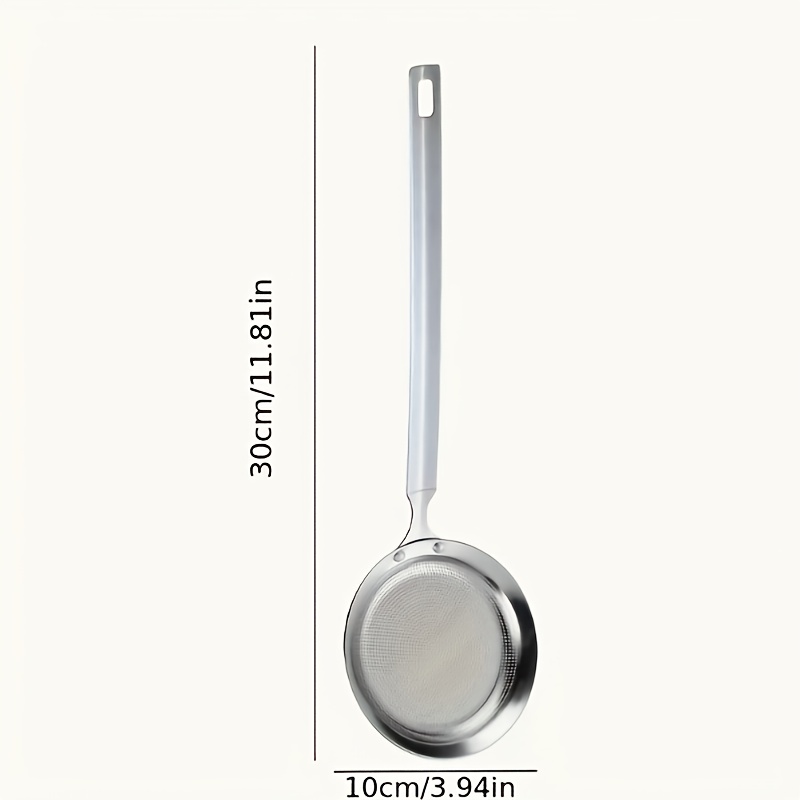 E-shop 1 Stück Edelstahl Schaumlöffel mit feinem Sieb, Langgriff-Schöpfkelle für Haushalt und Kochen im Topf, Fett- und Schaumentferner, Küchenlöffel,