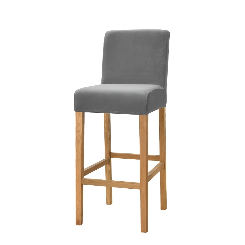 TEMU 1pc Silvery Fox Solid Color Dining Chair Cover Bar Stool Cover Thick Soft