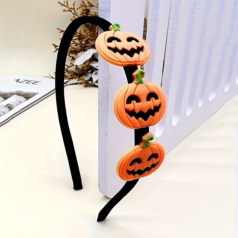 TEMU Chic Halloween Pumpkin Headband - Cute & Sweet Silicone Hair Accessory For Women, Perfect For Costume Parties