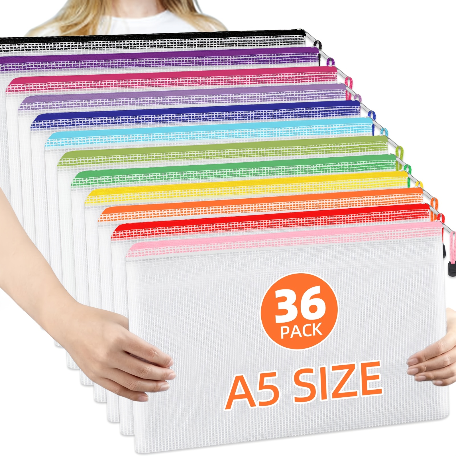 TEMU Tomnk 24/36 Zipper Bags, Plastic Mesh Storage Bags, Document Organizer With Zipper, Clear File Bags For Office Documents, Board Games, Puzzles,