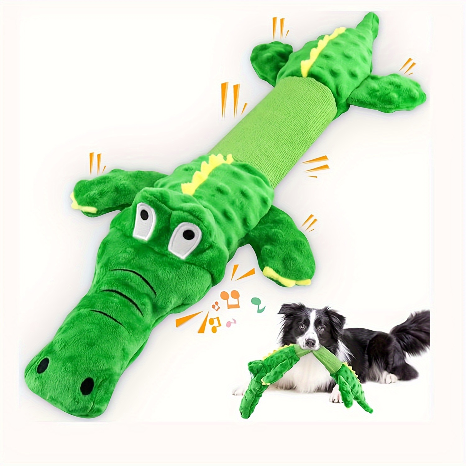 

1 jouet en peluche et extensible en d'alligator pour chien, jouet interactif pour le tir à la corde, aucune pile , convient à toutes les tailles de races