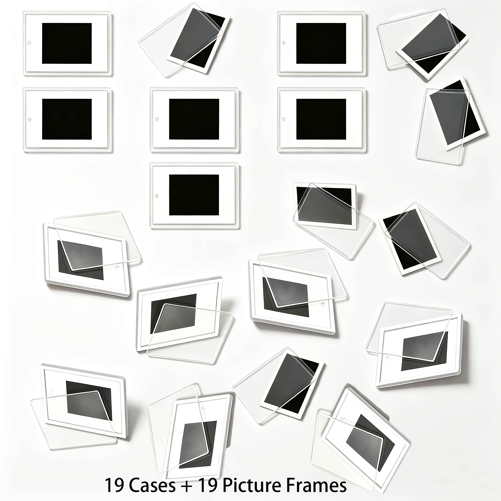 TEMU 38pcs Mixed Refrigerator Photo Frame Set, 19 Shells   19 Photo Frames, Transparent Acrylic Mini Photo Frames, Suitable For Refrigerator Magnets,