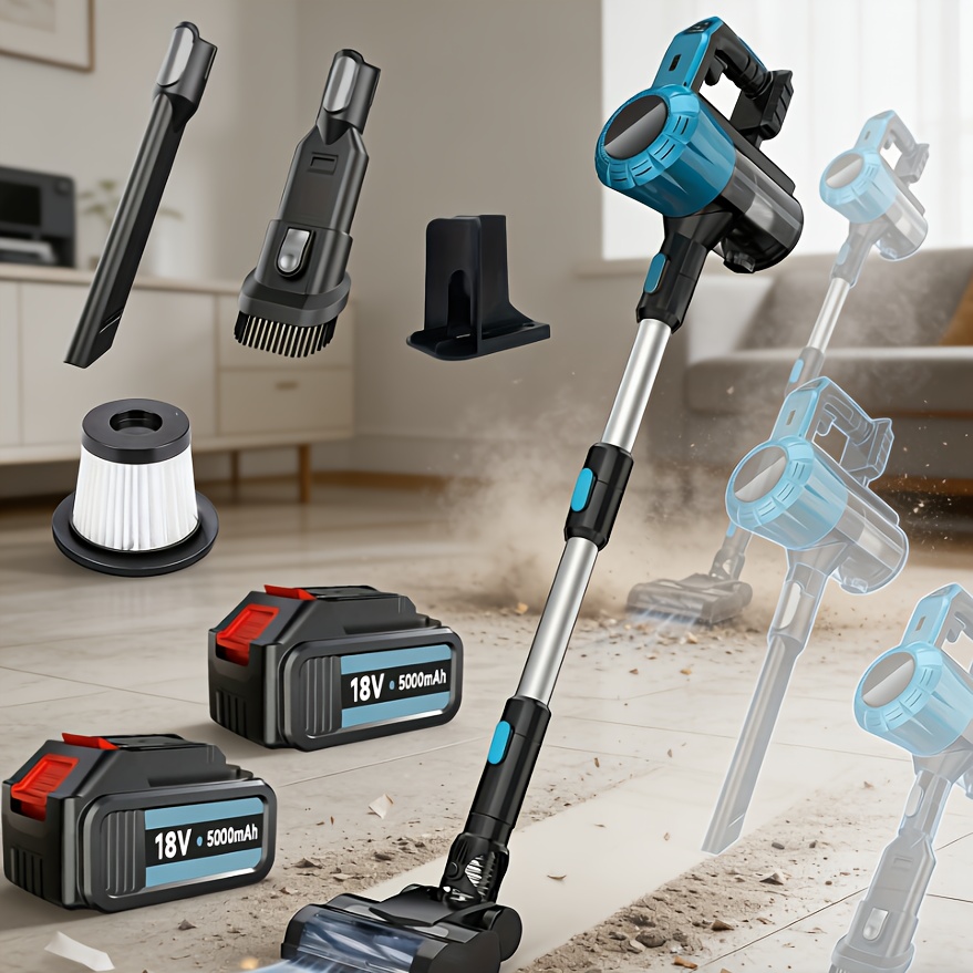Image of Battery Vacuum Cleaner For Makita Battery 18v, Cordless Vacuum Cleaner With 2x5000mah Batteries, Lightweight Handheld Vacuum Cleaner For Pet Hair, Wooden Floors, Carpet, Hard Floors And Car