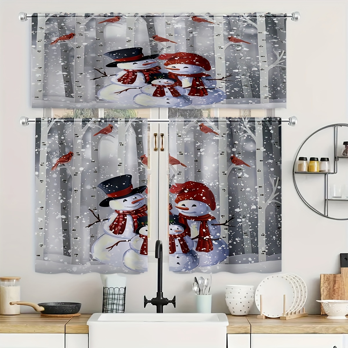 

1pc Curtain/2pcs Door Curtain Coffee Shop Farmhouse Kitchen Curtain, Layered Curtain, Pole Pocket 3d Print Filter Curtain, Used In Kitchen, Living Room, Office, Bedroom, Home Decoration