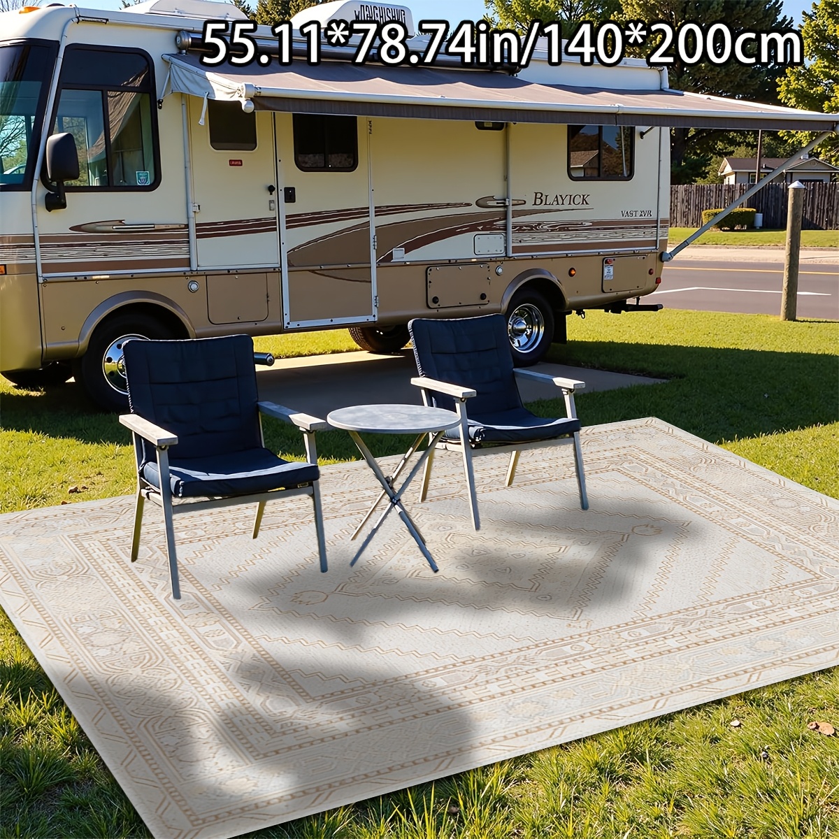 Outdoor Rugs Light Beige Geometric Carpet Pattern Outdoor All-Match Decorative Style, Paired with Various Outdoor Decorations, Can Be Used As Terrace Carpet, Courtyard Rest Mat, Entrance Door Mat, Balcony Leisure Mat