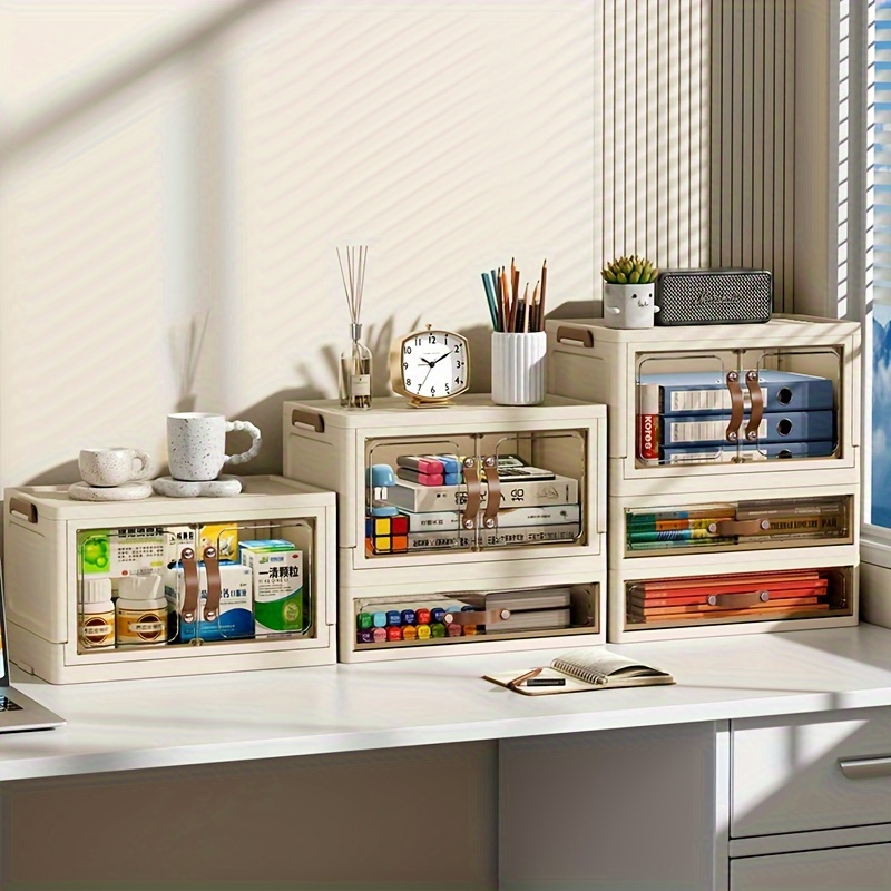 木製デスクトップファイルキャビネットオーガナイザー ロック付き 4段