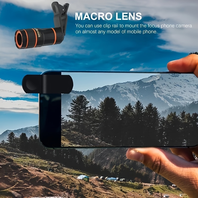 Un conjunto de lentes de telescopio para teléfonos inteligentes con clip de 8X de zoom óptico (hecho de PVC de alta definición HD), diseño sin batería | Mejora los efectos de la fotografía nocturna, una herramienta de alta calidad para observar estrellas y aventuras al aire libre, adecuada para conciertos, festivales de música, partidos de fútbol, viajes al aire libre, escalada de rocas, etc., requiere paciencia para enfocar, diseño ligero.