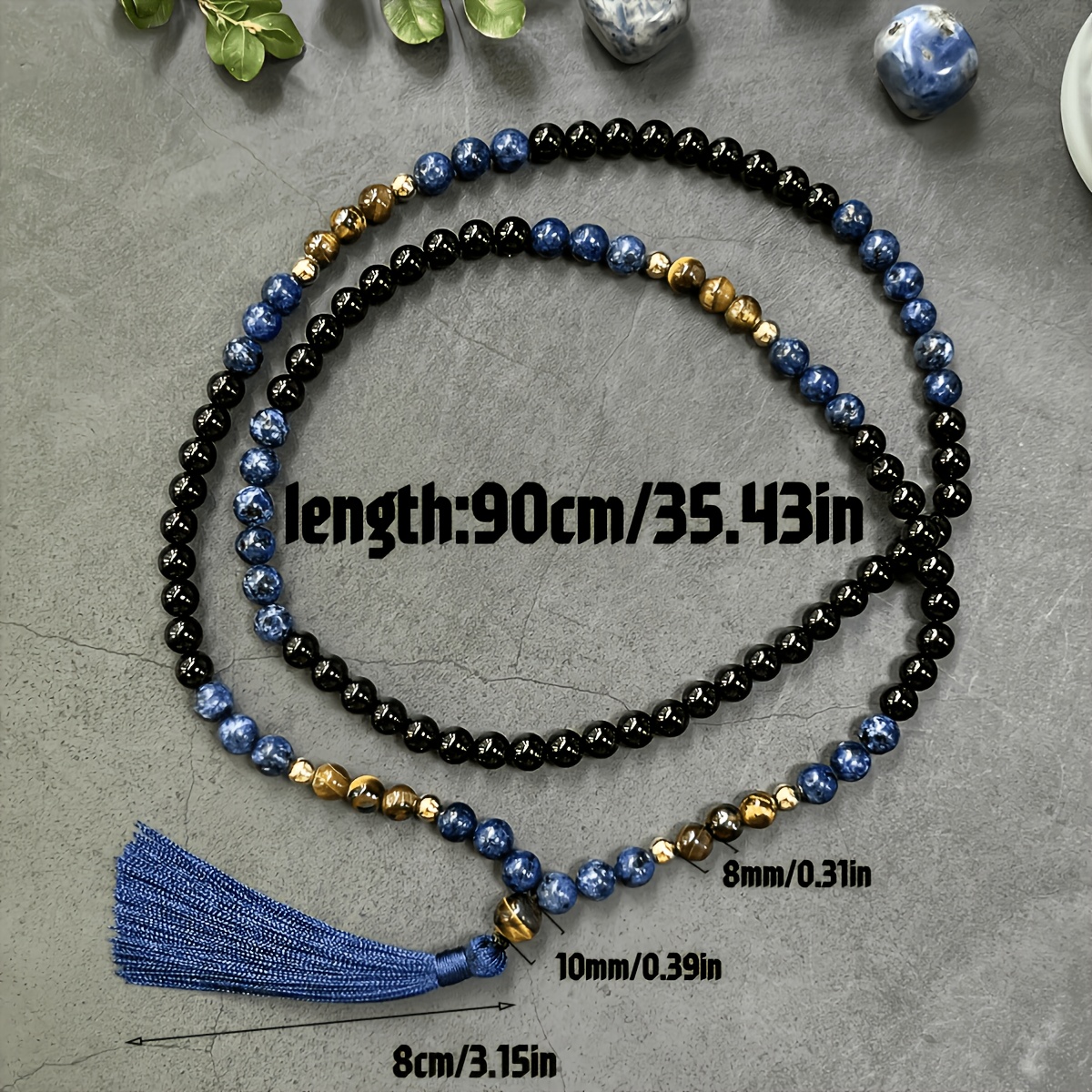 Bohemian Chic Handcrafted 108 Tiger Eye & Agate Mala Necklace
