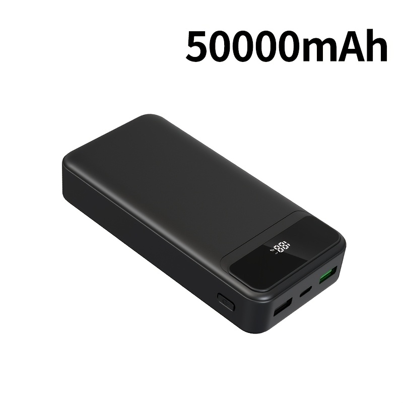 TEMU PD66W Carga Súper Rápida, Batería Portátil de Capacidad 50000mAh, Pantalla LED de Energía/Puertos de Rápida Dobles, Compatible con la Mayoría de