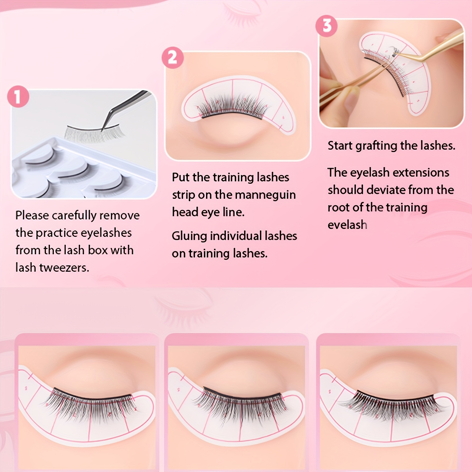 false eyelash tool set model head tweezers brush practice eyelash dense arrangement eyelash positioning sticker cleaning brush ring set tools for novices to practice grafting eyelashes dense arrangement eyelash and thickness random details 4