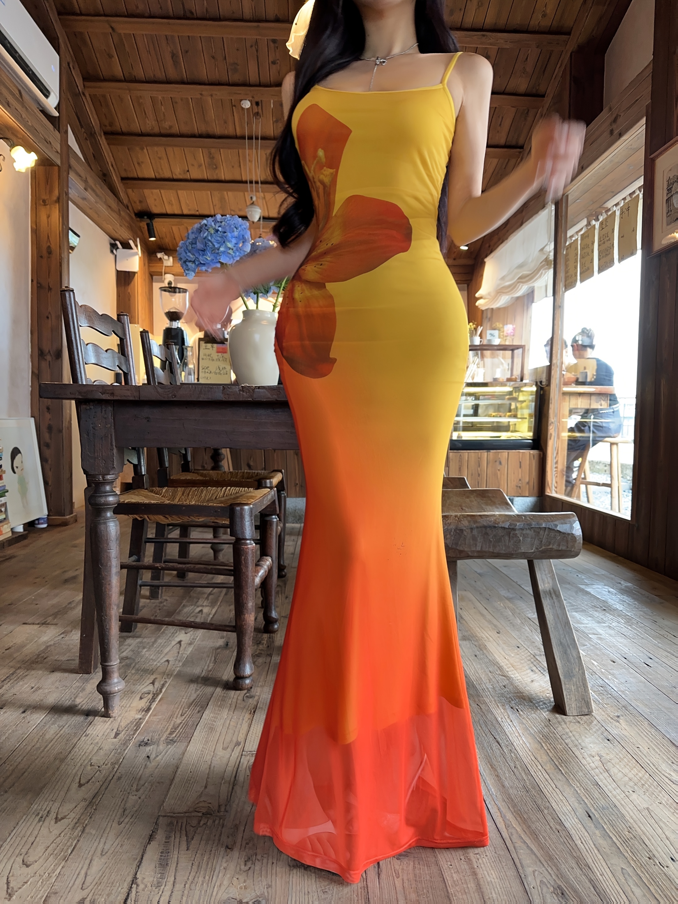 vintage inspired sunflower print bodycon maxi dress - Temu Mauritius