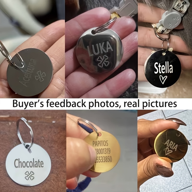 personalized custom pet tags featuring double sided customization for pet information customizable   and identification details in multiple styles durable stainless steel pet nameplates are Product details 0