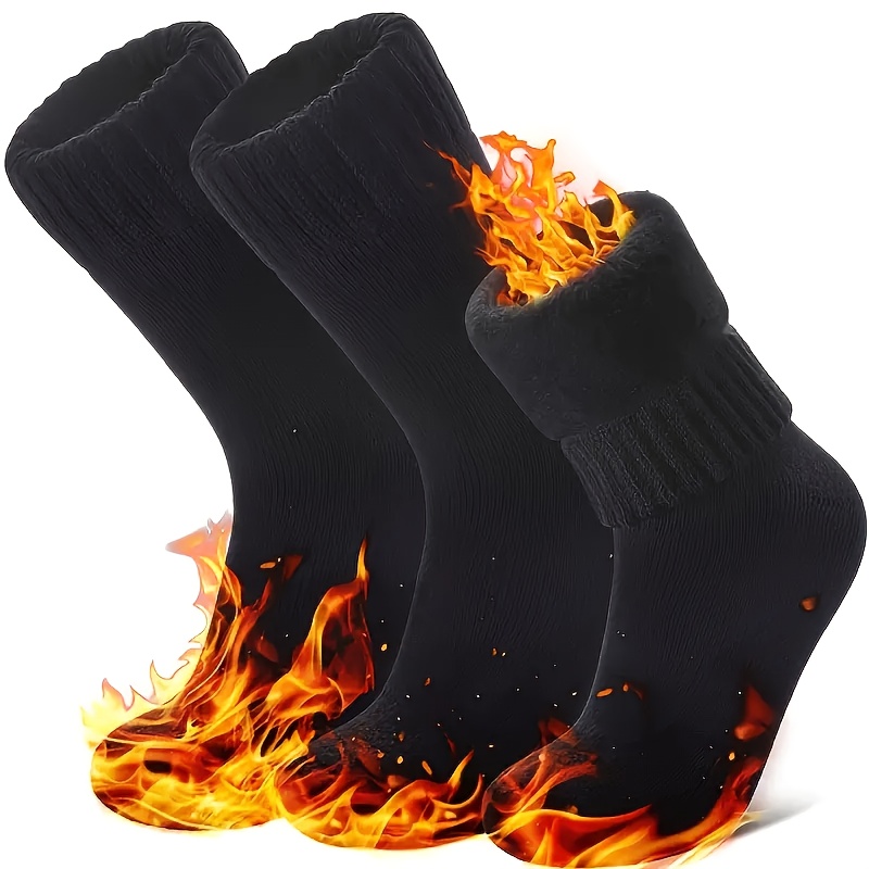 3-pack Women's Thermal Winter Ski Boot Socks - -resistant, Elastic Ribbed Cuff & , For Skiing, Snow Sports & Outdoor Activities - Soft Comfortable Black Socks For Low Temperatures