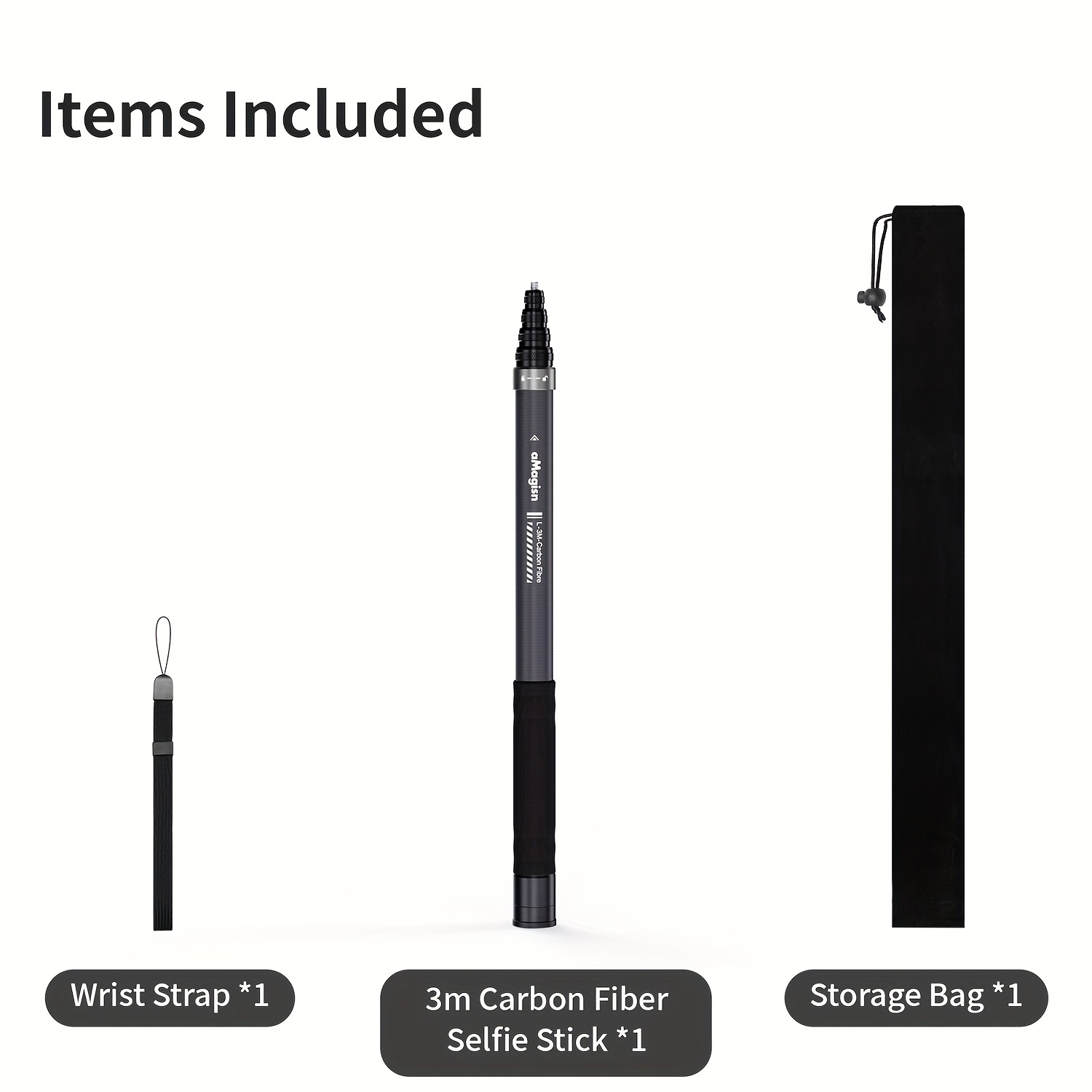 Image of 1 Carbon Fiber Invisible Selfie Stick Suitable For /dji// Brave/. Compatible With 13/12/11/10/9/8/7/6/5/4/3, Pro/4/3/6/360/pocket 3/nano, X5/x4/x3/x2// 2/go 3/go 3s/