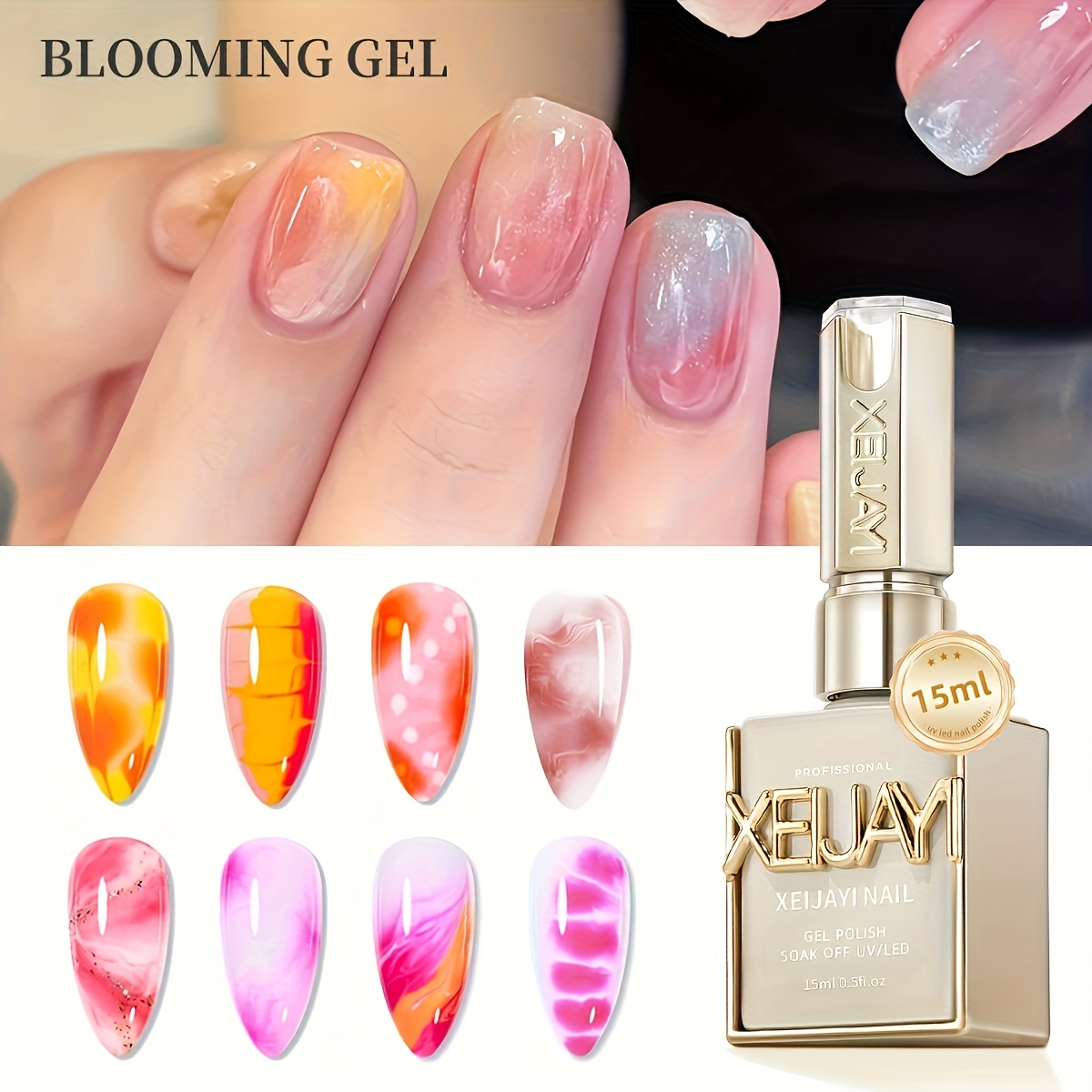 1pc Xeijayi /led Gel Polish - /korean Protein Marble Watercolor Suitable For Diy Nail Polish, /led Compatible Gel For Nail, Base For Korean Style Designs