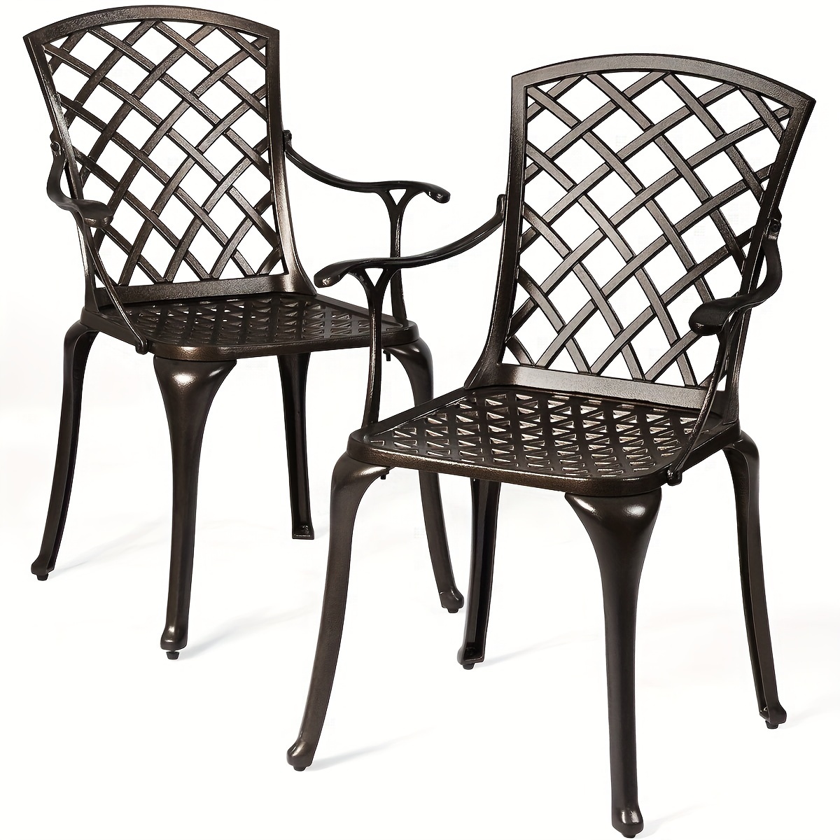 

Giantex Aluminum Arm Dining Chairs Set Of 2, Durable Indoor Outdoor Patio Bistro Chair, Cast Arm Dining Chair For Garden Backyard