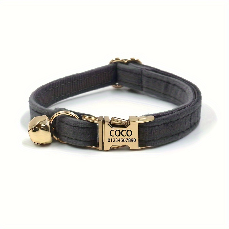 1pc Soft & Durable Personalized Velvet Cat Collar With Nameplate And Quick-release Metal , Customizable Engraved Id Tag For Cats And Dogs, Adjustable Pet Accessory For Small To Medium-sized Pets