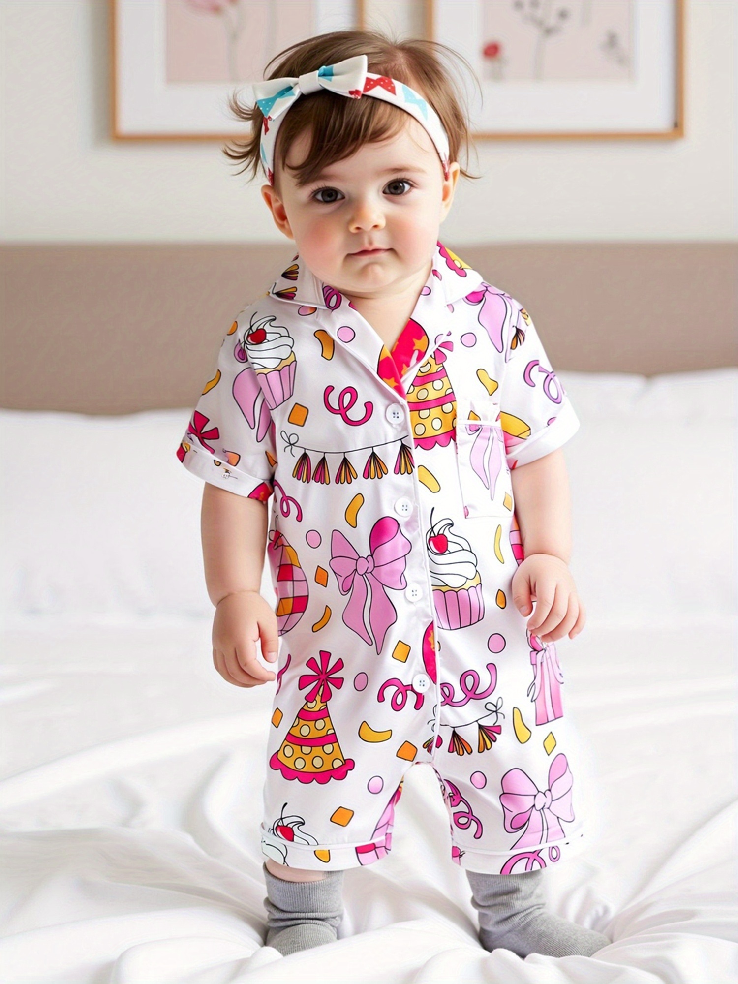 Button Up Best Summer Pajamas For Toddlers Pink Palm Puff Pjs