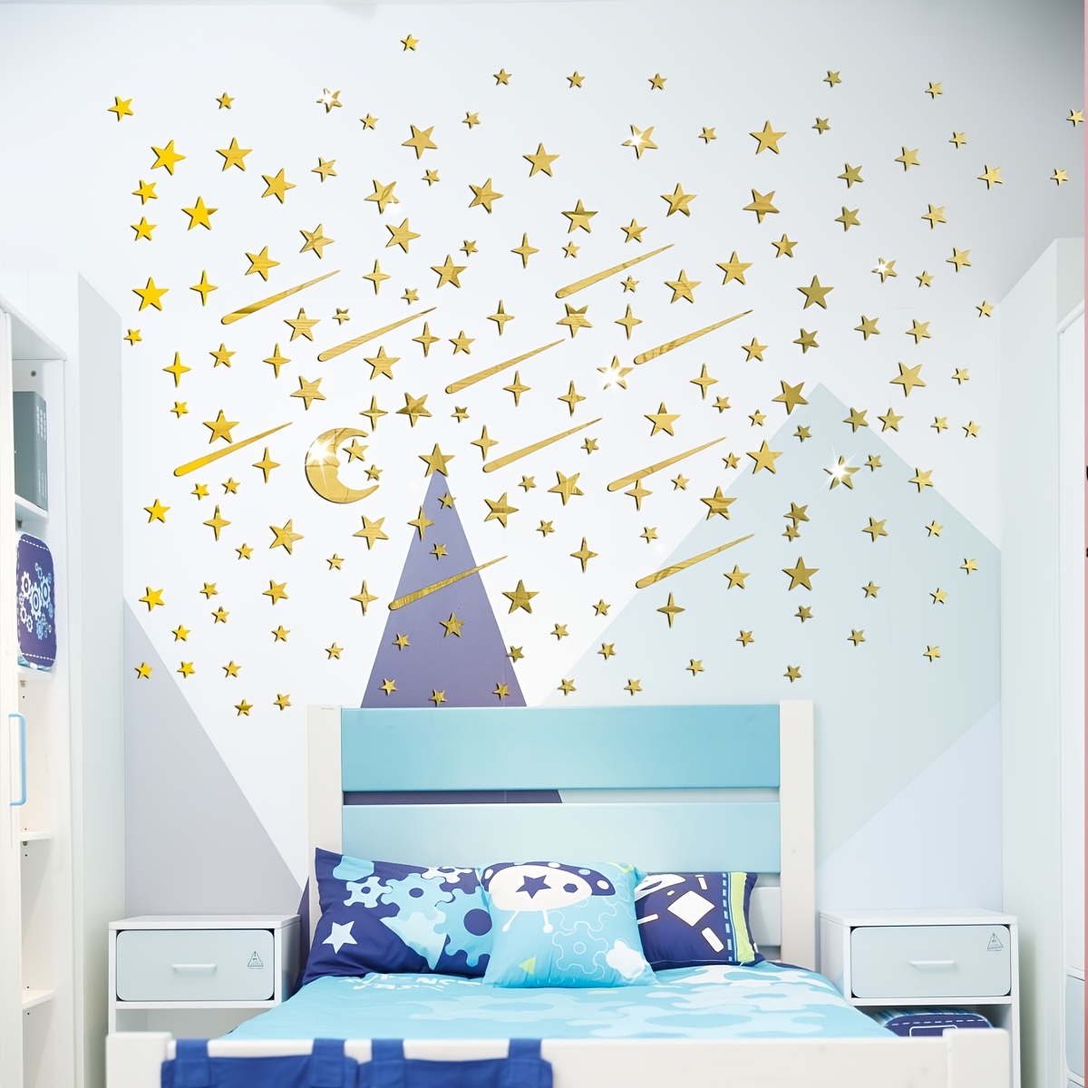 77pcs Shooting Star Acrylic Mirror Wall Stickers
