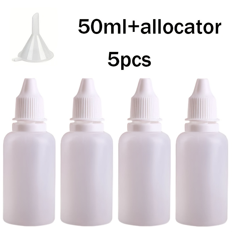TEMU Set da 5 pezzi (4 pezzi da 30 ml/50 ml e 1 imbuto) contagocce vuoto per animali domestici a pressione, per il a scuola e i viaggi, portatile e -