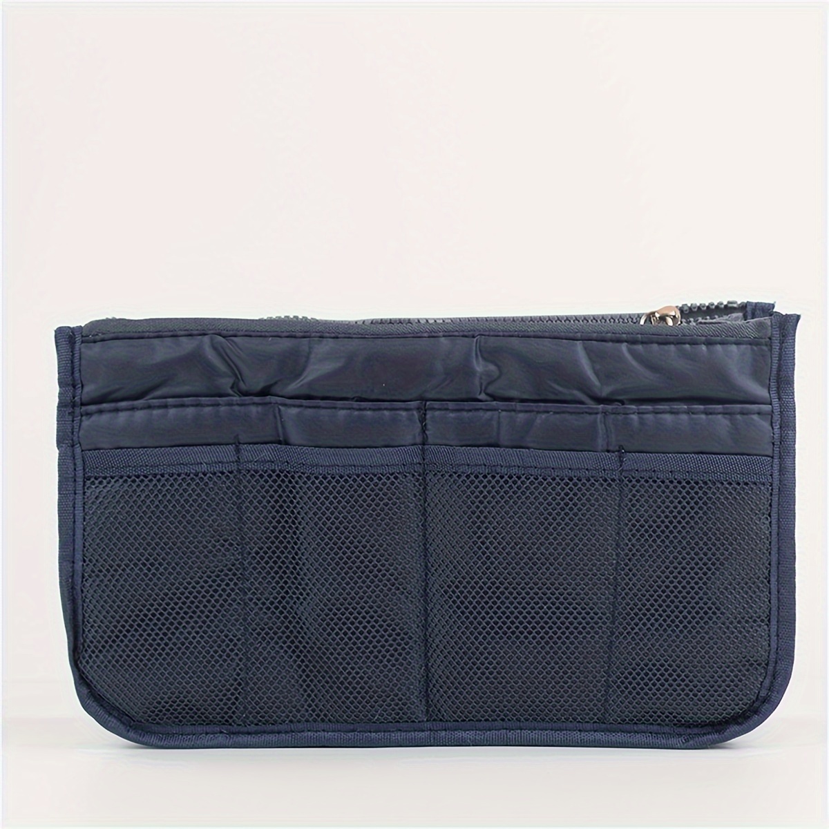 TEMU 1pc Multifunctional Double Layer Folding Storage Bag, Large Capacity Zipper Handbag, Portable Sorting Bag For Travel Insert Bag