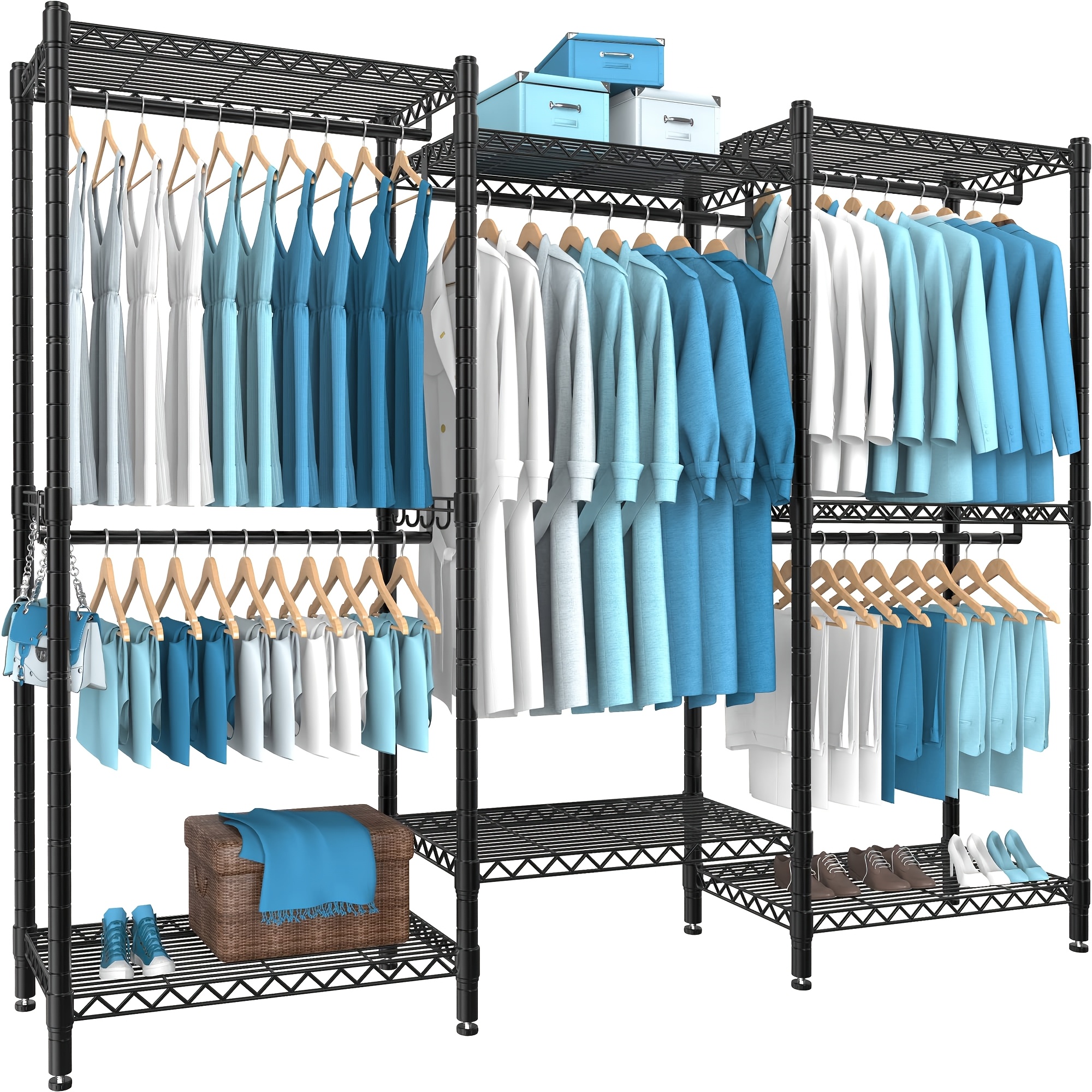 

Clothes , Duty Freestanding Clothes , Metal Clothing 8 Shelves, Portable 5 Hanging , Garment For Hanging Clothes, Box, , For