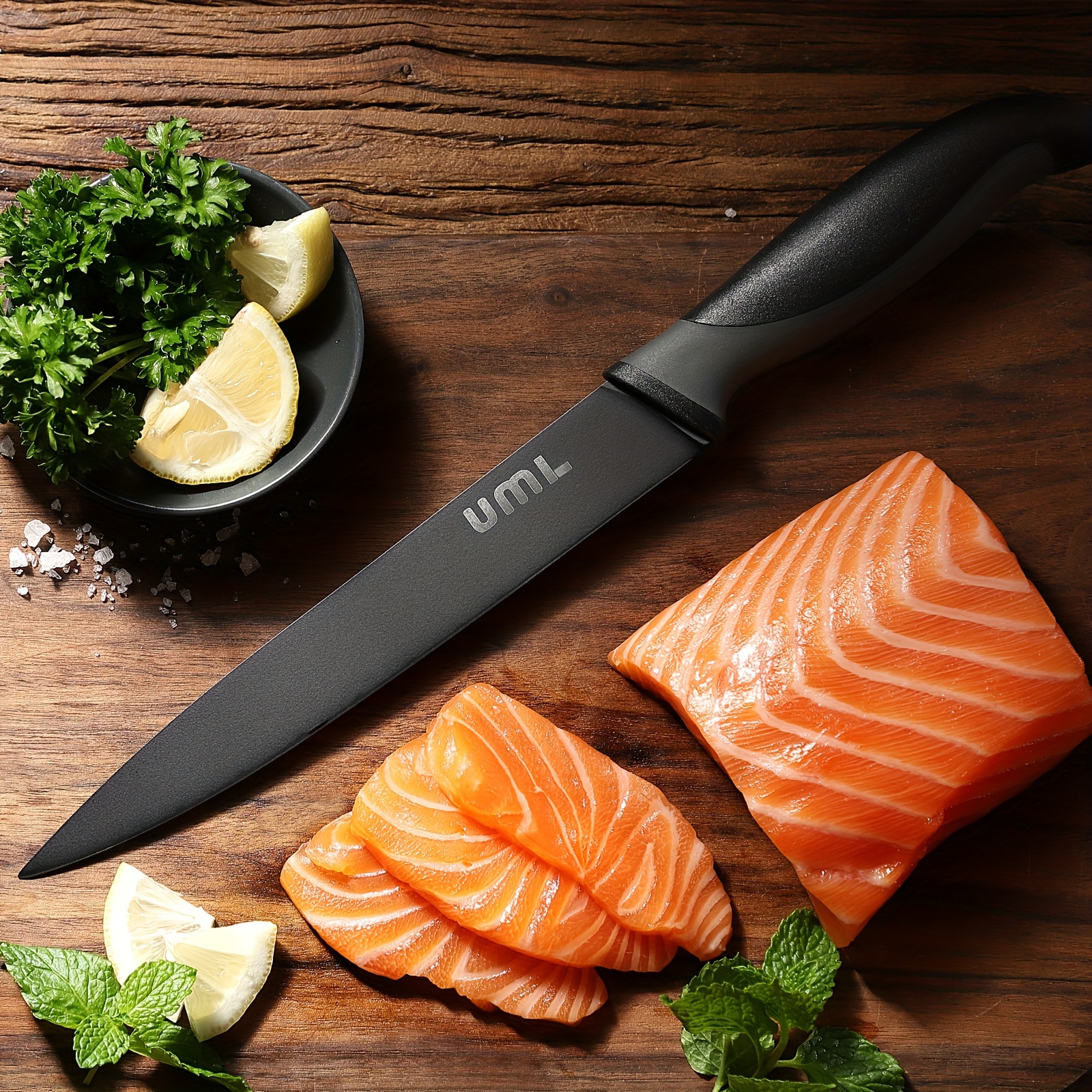 

Chef Knife 8 Inch Professional Kitchen Knives Meat Cleaver Carving Knife, 5cr15mov German High Carbon Stainless Steel Chefs Knife Razor Sharp Black Oxide Coating With Ergonomic Handle
