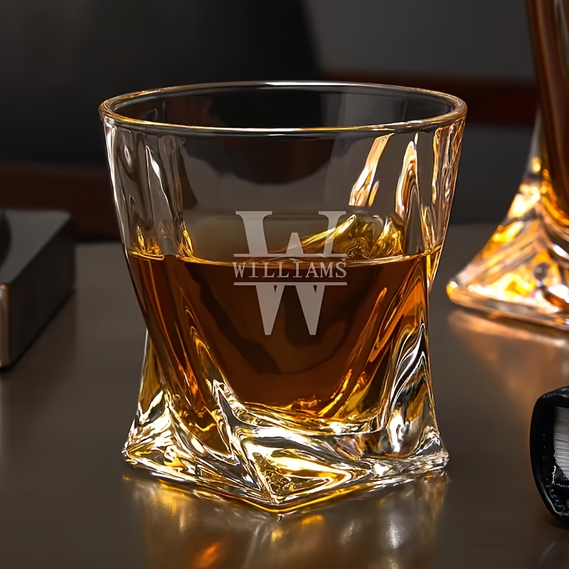 TEMU Personalized Carved Whiskey Glass | Name And Year/date, Luxury Glass, Reusable, Suitable For Men, Husbands, Whiskey Lovers -