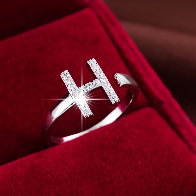Adjustable Letter Open End Women's Ring Golden Plated