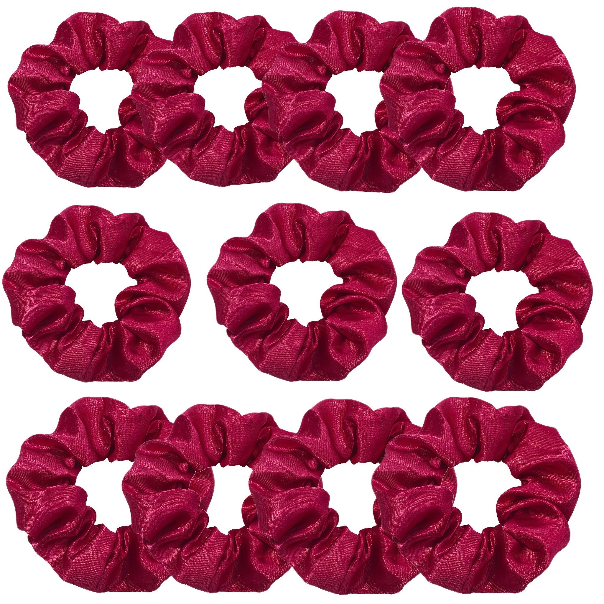 E-shop 11 Stück Elegante Satin Haargummis in Tiefer Farbe, Vintage, Nahtlose Haargummis