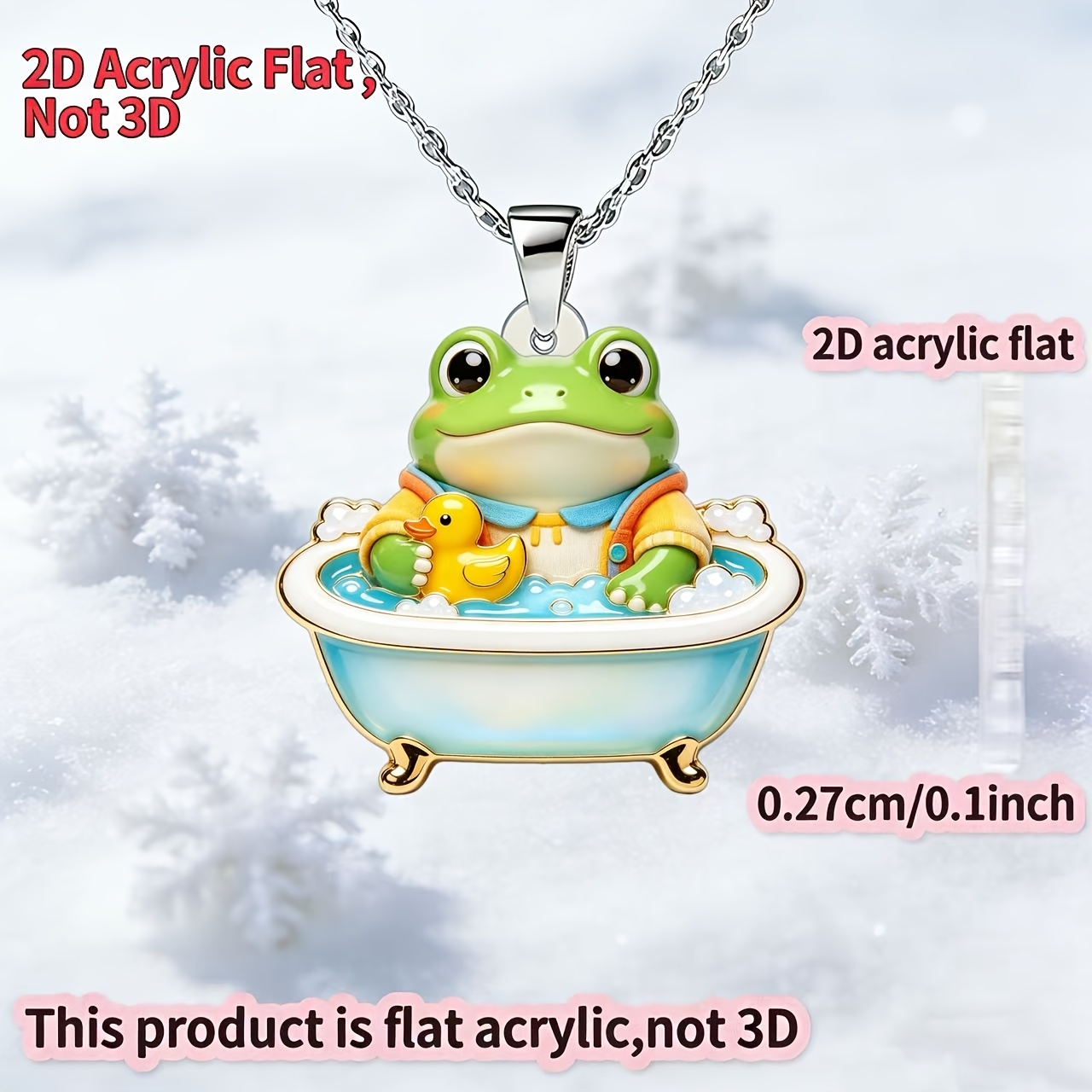 Women's Cute Frog Acrylic Pendant Necklace, Fun Gift